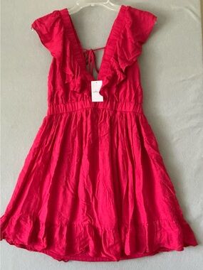 NWT Willow Root Tomato Red Romanticism Dress M Flutter Sleeves, Al Fresco Dining